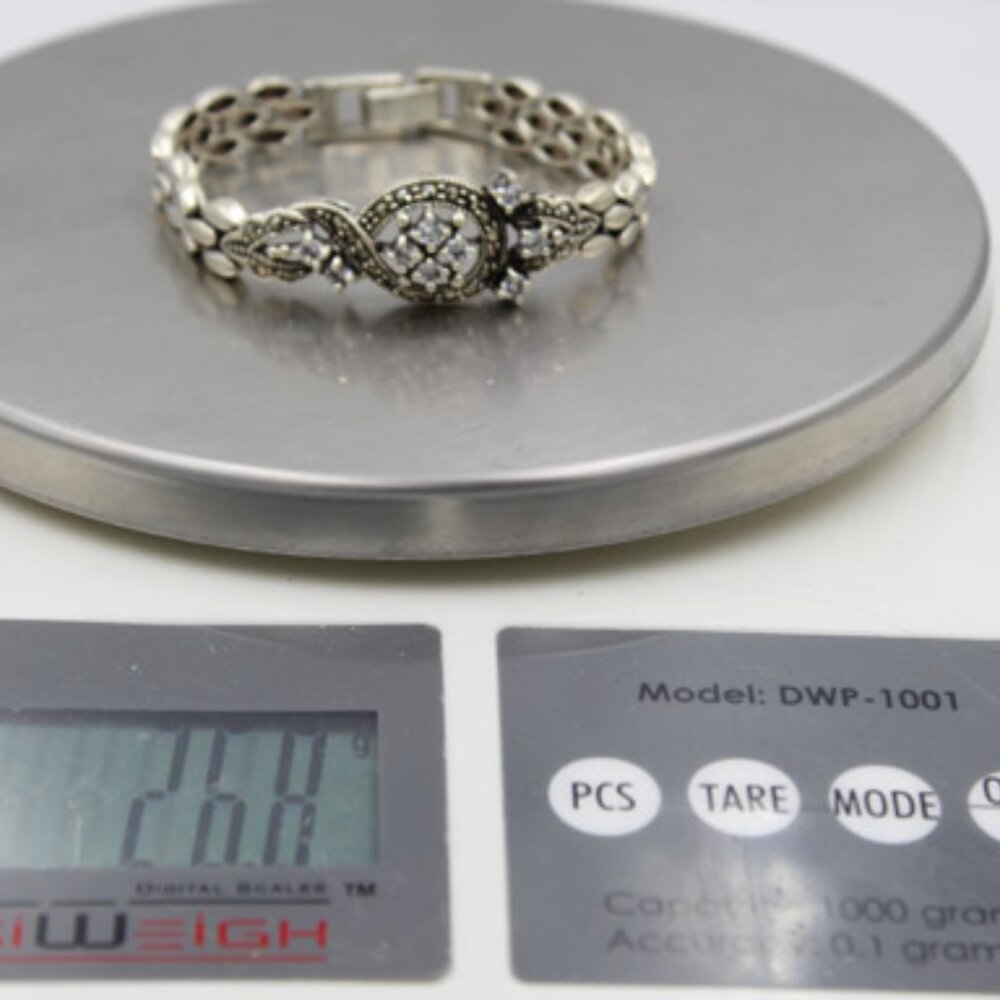 925 Marcasite Rhinestone Bracelet - Picture 6 of 8